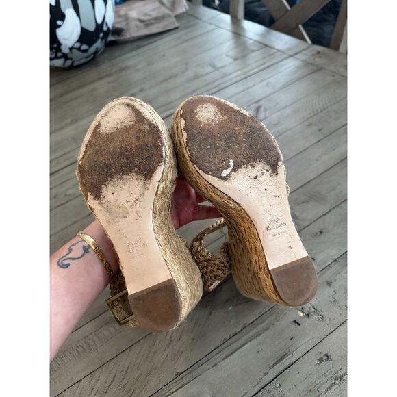 Stuart Weitzman Alex Crochet Wedge Espadrilles Sandals Size 8 - Picture 5 of 5